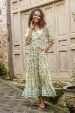 Rayon batik maxi dress, 'Spring Blossom' - Rayon Batik Maxi Dress with Floral Pattern Crafted in Bali