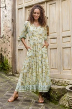 Rayon batik maxi dress, 'Spring Blossom' - Rayon Batik Maxi Dress with Floral Pattern Crafted in Bali