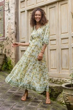 Rayon batik maxi dress, 'Spring Blossom' - Rayon Batik Maxi Dress with Floral Pattern Crafted in Bali