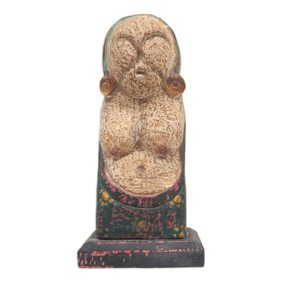 Holzstatuette - Balinesische handgefertigte rustikale Albesia-Holzstatuette