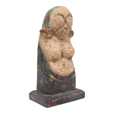 Wood statuette, 'Ancestral Generations' - Balinese Handcrafted Rustic Albesia Wood Statuette