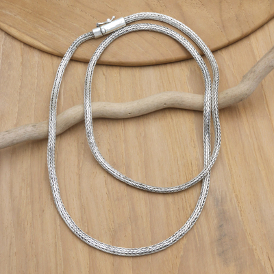 Herren-Halskette aus Sterlingsilber - Herren-Halskette aus Sterlingsilber mit polierter Naga-Kette