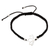 Sterling silver macrame pendant bracelet, 'Shadow Lotus' - Handcrafted Black Macrame Bracelet with Lotus Pendant thumbail