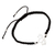 Sterling silver macrame pendant bracelet, 'Shadow Lotus' - Handcrafted Black Macrame Bracelet with Lotus Pendant (image 2b) thumbail