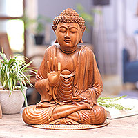 Holzstatuette „Buddha“ – indonesische Holzskulptur