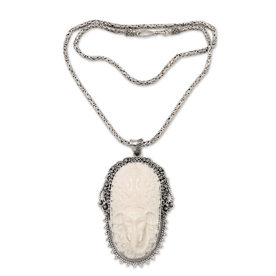 Men's sterling silver pendant necklace, 'Ganapati in Paradise' - Men's Sterling Silver Pendant Necklace God Ganesha Ganapati