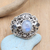 Rainbow moonstone and blue topaz cocktail ring, 'Nirvana Plumeria' - Rainbow Moonstone Blue Topaz and 925 Silver Cocktail Ring (image 2) thumbail