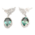 Green quartz dangle earrings, 'Garden of Compassion' - Floral Sterling Silver Dangle Earrings with Green Quartz