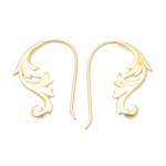 Gold-plated drop earrings, 'Fairy Magic' - 18k Gold-Plated Brass Drop Earrings with Leafy Details