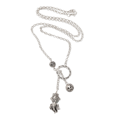 Sterling silver lariat necklace, 'Autumn in Java' - Javanese Polished Sterling Silver Lariat Necklace