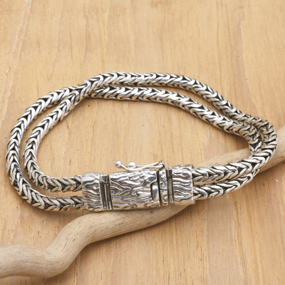 Herren-Kettenarmband aus Sterlingsilber - Herrenarmband aus Sterlingsilber mit Fuchsschwanzketten
