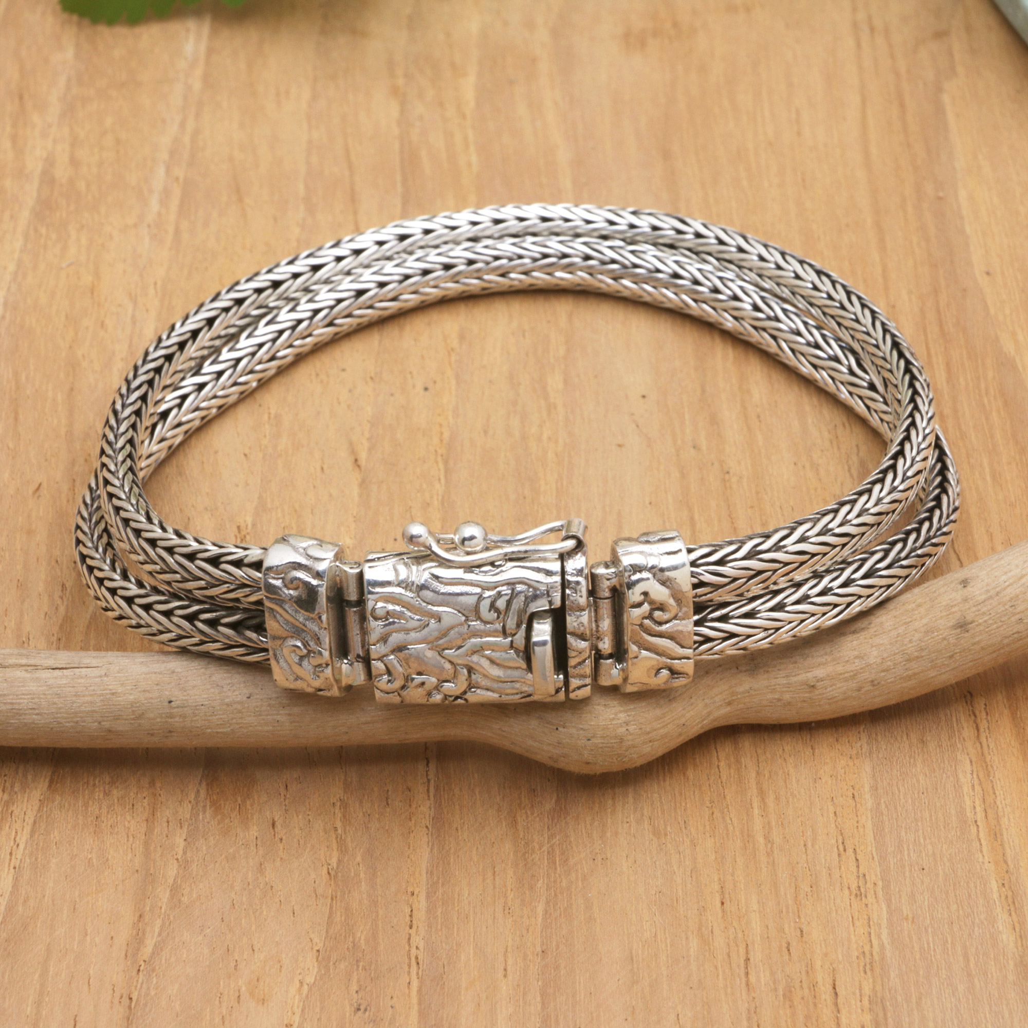 Double Rope Silver Bracelet Silver Cuff Men's Silver Bracelet Man