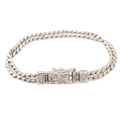 Sterling silver chain bracelet, 'Virtuous Empress' - Traditional Sterling Silver Bracelet with Serpentine Chains