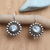 Aretes colgantes de topacio azul - Aretes colgantes florales de plata esterlina con piedra de topacio azul