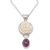 Amethyst pendant necklace, 'Exquisite Rose' - Sterling Silver Rose Pendant Necklace with Amethyst Stone (image 2b) thumbail