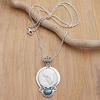 Labradorite pendant necklace, 'Mighty Eagle' - Sterling Silver Eagle Pendant Necklace with Labradorite