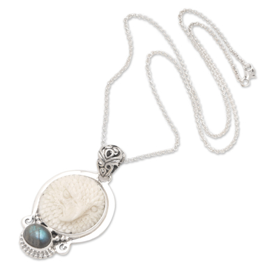 Labradorite pendant necklace, 'Mighty Eagle' - Sterling Silver Eagle Pendant Necklace with Labradorite
