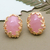 Gold-plated rose quartz button earrings, 'Love Ashokas' - Floral 18k Gold-Plated Button Earrings with Rose Quartz Gems thumbail