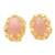 Gold-plated rose quartz button earrings, 'Love Ashokas' - Floral 18k Gold-Plated Button Earrings with Rose Quartz Gems (image 2a) thumbail