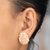 Gold-plated rose quartz button earrings, 'Love Ashokas' - Floral 18k Gold-Plated Button Earrings with Rose Quartz Gems (image 2b) thumbail
