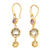 Gold-plated multi-gemstone dangle earrings, 'Energy Planets' - Polished 18k Gold-Plated Multi-Gemstone Dangle Earrings thumbail