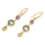 Gold-plated multi-gemstone dangle earrings, 'Energy Planets' - Polished 18k Gold-Plated Multi-Gemstone Dangle Earrings (image 2d) thumbail