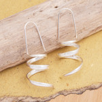 Sterling silver drop earrings, 'Luminous Essence' - Spiral Sterling Silver Drop Earrings in a High Polish Finish