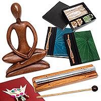 Caja de regalo curada, 'Inner Self' - Caja de regalo curada de Indonesia con 4 artículos para meditación