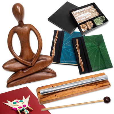 Kuratierte Geschenkbox, 'Inneres Selbst' - Indonesische kuratierte Geschenkbox mit 4 Artikeln für die Meditation