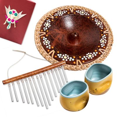 Curated gift box, 'Serenity' - Curated Gift Box with 4 Decorative Items from Indonesia