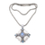 Rainbow moonstone and blue topaz pendant necklace, 'Gianyar's Moon' - Moon Pendant Necklace with Blue Topaz and Rainbow Moonstone thumbail