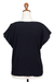 Rayon stitch-accent top, 'Mysterious Black' - Stitch-Accent Black Rayon Top with Short Dolman Sleeves (image 2d) thumbail