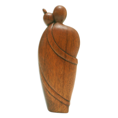 Escultura de madera - Escultura de una pareja en madera de suar pulida tallada a mano