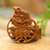 Wood puzzle box, 'Fortune Lotus' - Hand-Carved Frog and Lotus-Themed Suar Wood Puzzle Box