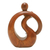 Wood sculpture, 'Son's Happiness' - Hand-Carved Suar Wood Abstract Sculpture of Father and Son