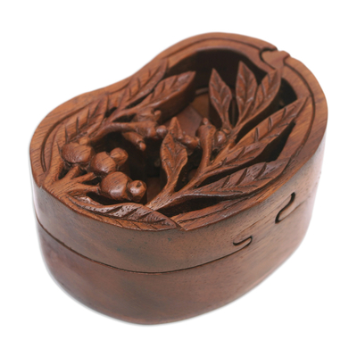 caja de rompecabezas de madera - Caja de rompecabezas de madera de suar frondoso tallada a mano de Bali