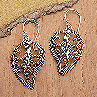 Sterling silver dangle earrings, 'Leaves of Fall' - Sterling Silver Leaf Dangle Earrings with Openwork Accents