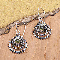 Peridot dangle earrings, 'Empire's Fortune' - Sterling Silver Dangle Earrings with Natural Peridot Gems