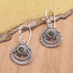Peridot dangle earrings, 'Empire's Fortune' - Sterling Silver Dangle Earrings with Natural Peridot Gems