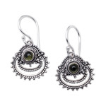 Peridot dangle earrings, 'Empire's Fortune' - Sterling Silver Dangle Earrings with Natural Peridot Gems