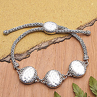 Sterling silver pendant bracelet, 'Balinese Shores' - Sterling Silver Pendant Bracelet with Traditional Details