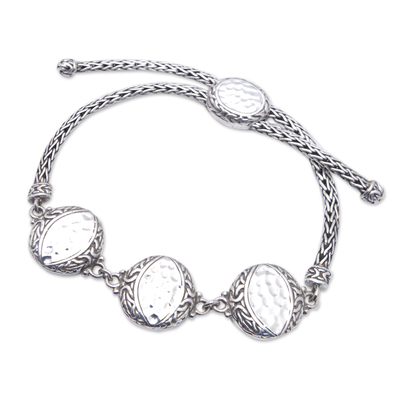 Sterling silver pendant bracelet, 'Balinese Shores' - Sterling Silver Pendant Bracelet with Traditional Details