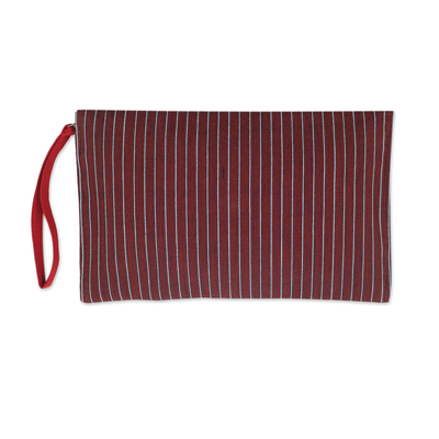 Armband aus Baumwolle - Gestreiftes Armband aus roter Baumwolle mit abnehmbarem Riemen