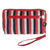 Cotton wristlet bag, 'Versatile Crimson' - Multi-Pocket Striped Wristlet Bag Handwoven from Cotton