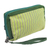 Cotton wristlet bag, 'Versatile Green' - Multi-Pocket Striped Green Wristlet Bag Crafted from Cotton