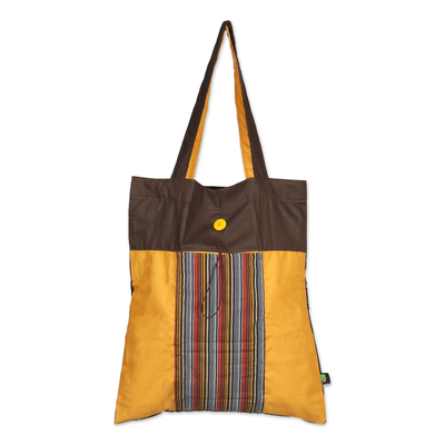 Faltbare Einkaufstasche aus Baumwolle - Faltbare Einkaufstasche aus Baumwolle mit Streifenmuster aus Java