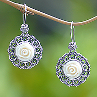 Sterling silver dangle earrings, 'Tamiang Roses'