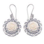 Sterling silver dangle earrings, 'Tamiang Roses' - Sterling Silver Rose Dangle Earrings with Openwork Accents