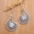Blue topaz drop earrings, 'Blossoming Bali' - Sterling Silver Floral Drop Earrings with Blue Topaz Stones (image 2b) thumbail