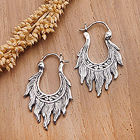 Sterling silver hoop earrings, 'Flaming Sensation' - Traditional Sterling Silver Hoop Earrings Crafted in Bali